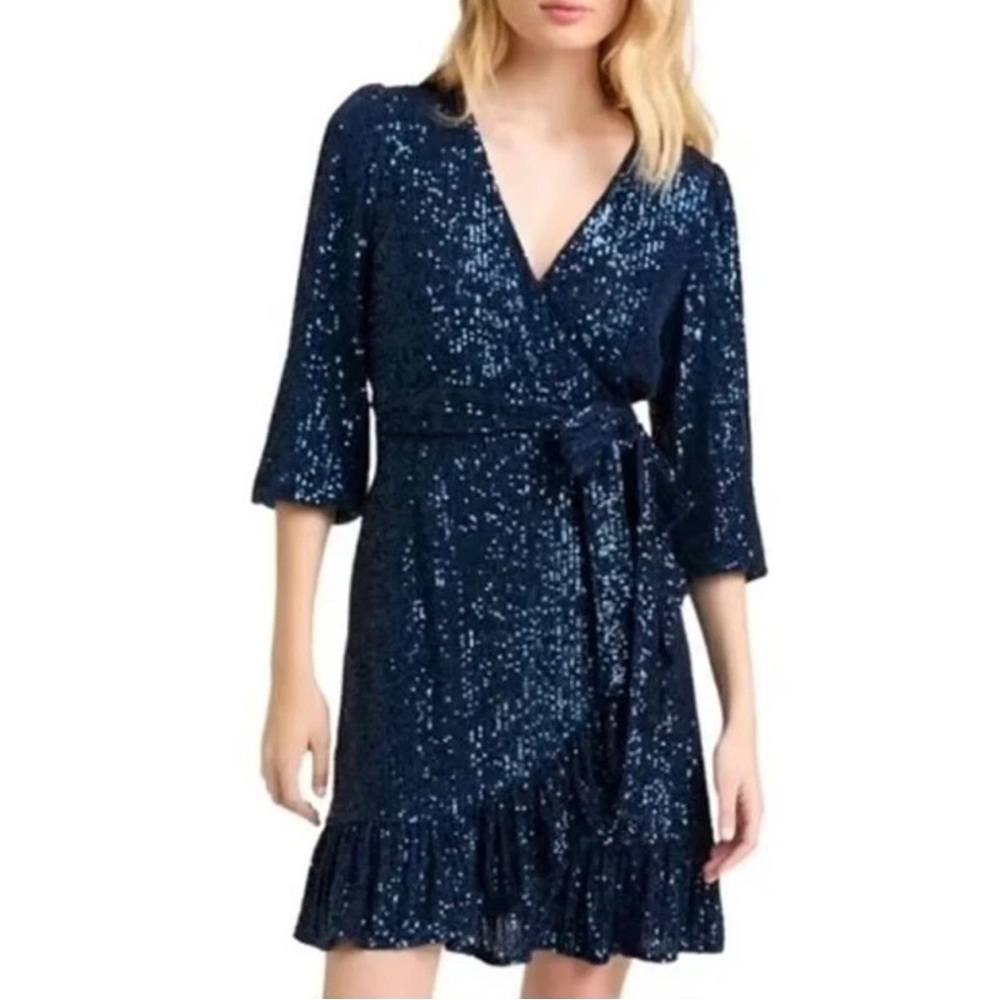 Draper James Jordan Blue Sequin Wrap Dress